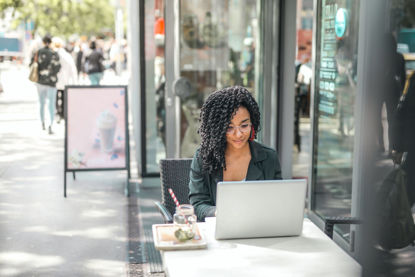 woman on computer